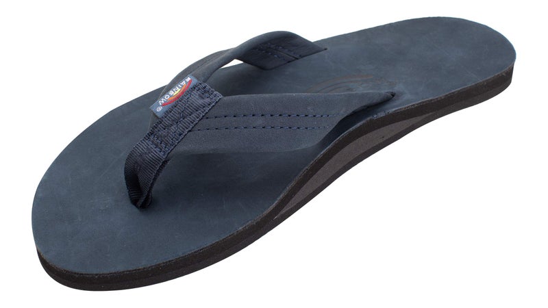 Rainbow Sandals Men's Premier Leather Single Layer Wide Strap with Arch, Navy, Men's Medium / 8.5-9.5 D(M) US - Image 1